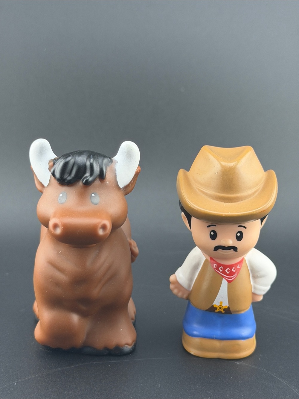 Fisher Price Little People Bull and Cowboy Figure VHTF